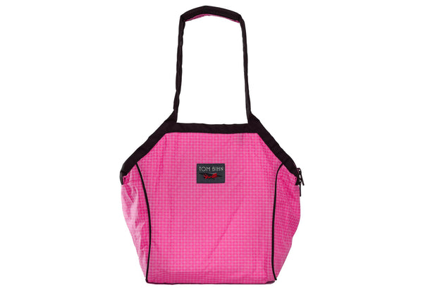 A Small Zip-Top Shop Bag in Cerise (bright pink with white grid) 200 Halcyon.
